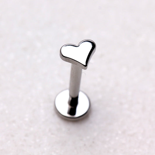 316L Stainless Steel Internally Threaded Heart Top Labret - Skin Metals