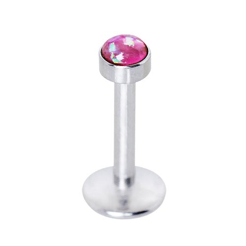 316L Stainless Steel Internally Threaded Opal Dome Labret - Skin Metals