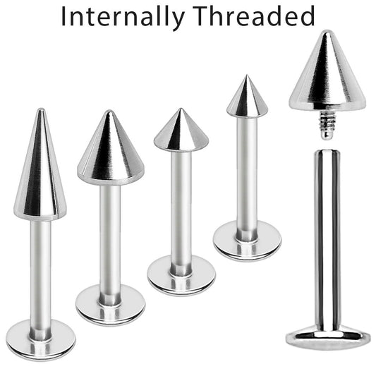 316L Stainless Steel Internally Threaded Spike Top Labret - Skin Metals