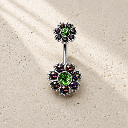 316L Stainless Steel Iridescent CZ Flower Navel Ring