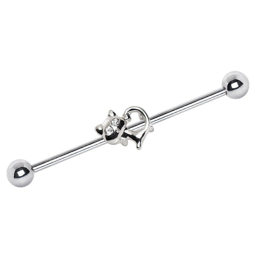 Stainless Steel Jeweled Alley Cat Industrial Barbell Industrial Barbell Impulse Piercings