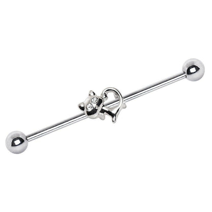 Stainless Steel Jeweled Alley Cat Industrial Barbell Industrial Barbell Impulse Piercings