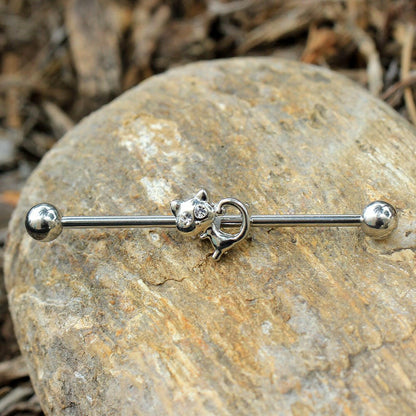 Stainless Steel Jeweled Alley Cat Industrial Barbell Industrial Barbell Impulse Piercings