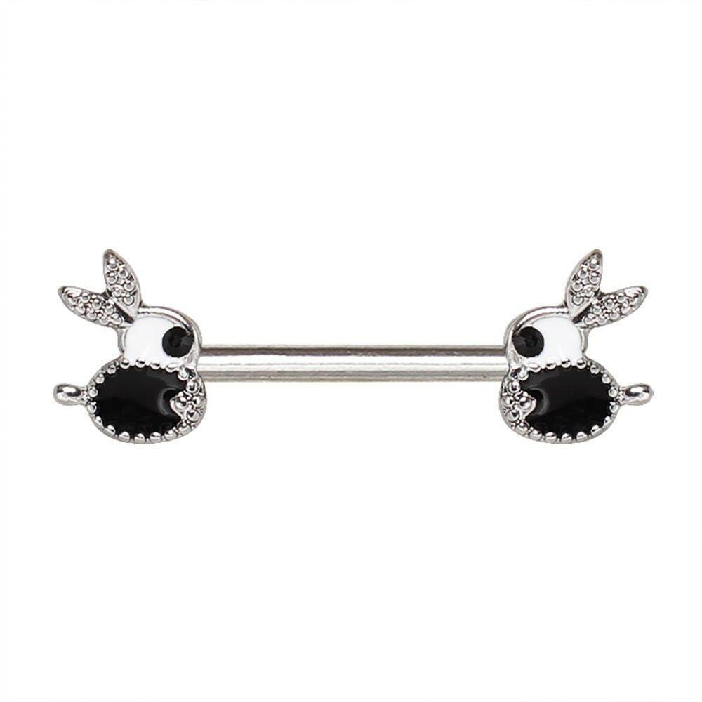 Stainless Steel Jeweled Bunny Nipple Bar Nipple Ring Impulse Piercings