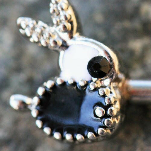 Stainless Steel Jeweled Bunny Nipple Bar Nipple Ring Impulse Piercings