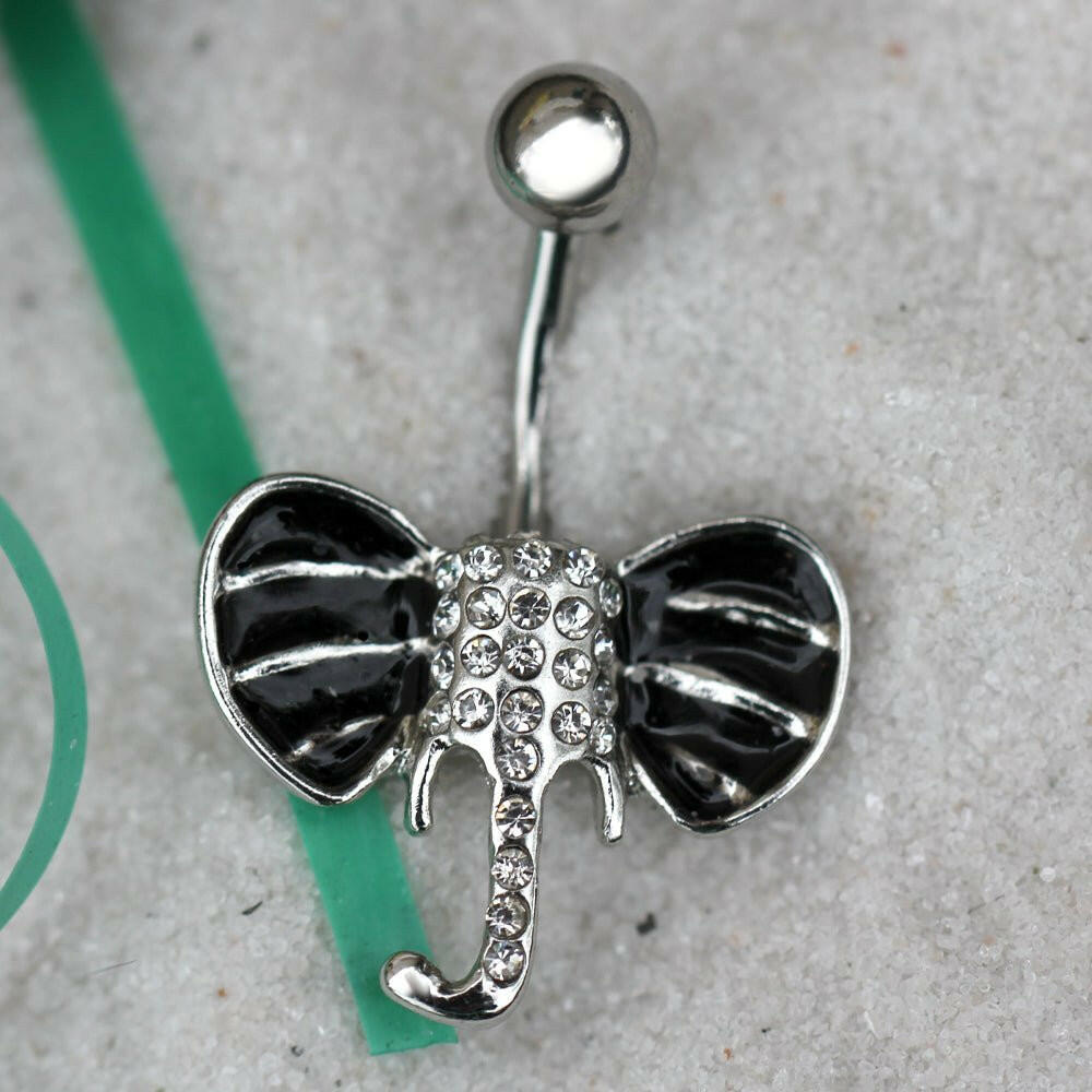 Stainless Steel Jeweled Elephant Navel ring Navel Ring Impulse Piercings