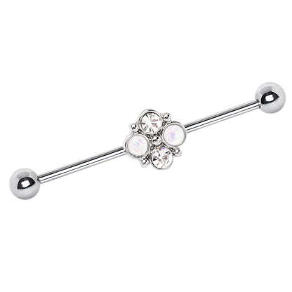 Stainless Steel Jeweled Flower Industrial Barbell Industrial Barbell Impulse Piercings