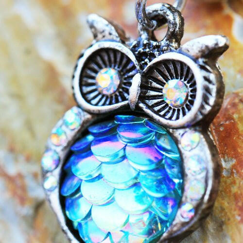 Stainless Steel Jeweled Rainbow Owl Dangle Navel Ring Navel Ring Impulse Piercings