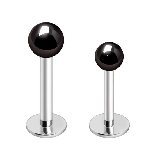 316L Stainless Steel Labret with Black PVD Plated Ball - Skin Metals