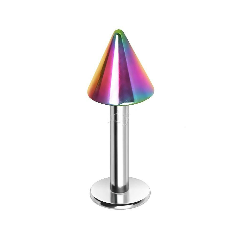 Stainless Steel Labret with Rainbow PVD Plated Spike Labret Impulse Piercings