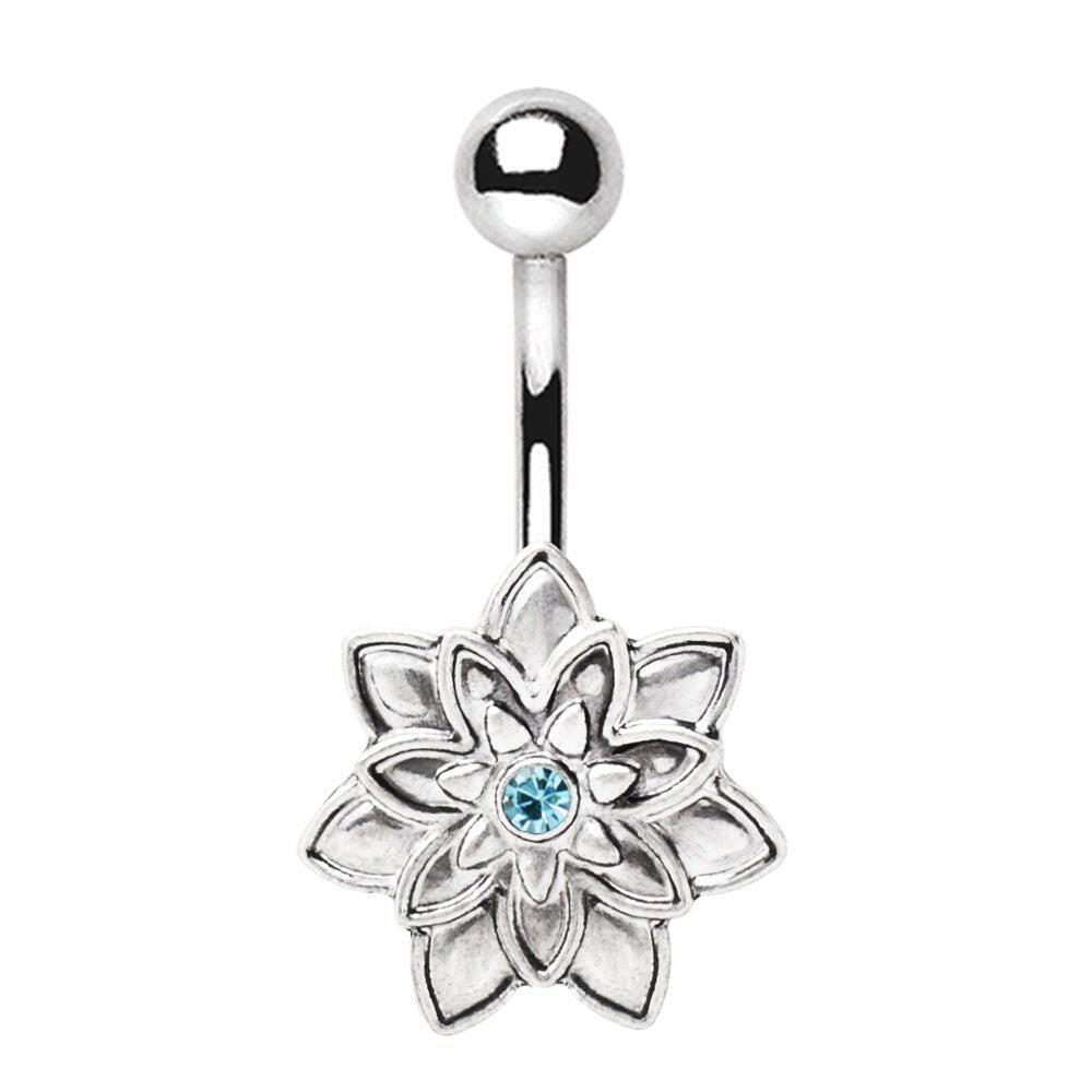 Stainless Steel Lotus Flower Navel Ring Navel Ring Impulse Piercings