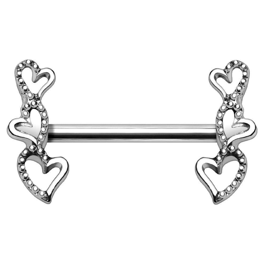 Stainless Steel Lovely Triple Heart Nipple Shield Nipple Ring Impulse Piercings