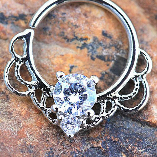 Stainless Steel Made for Royalty Ornate Seamless Ring Captive Bead Impulse Piercings