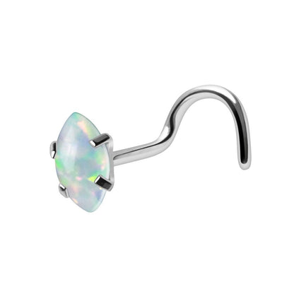 316L Stainless Steel Marquise White Opal Nose Screw