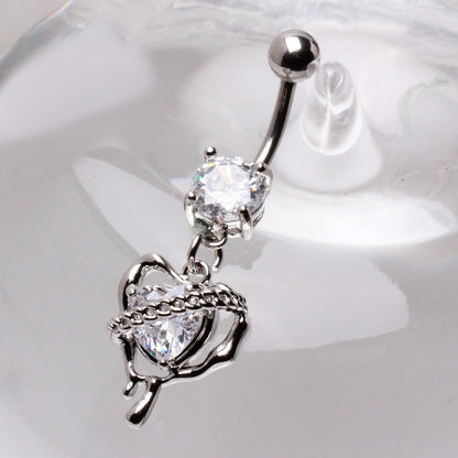 316L Stainless Steel Melting Heart Dangle Navel Ring Navel Ring Skin Metals
