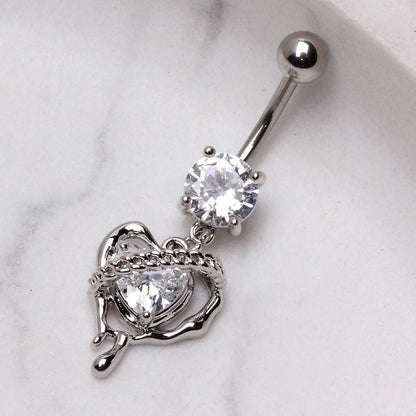 316L Stainless Steel Melting Heart Dangle Navel Ring Navel Ring Skin Metals