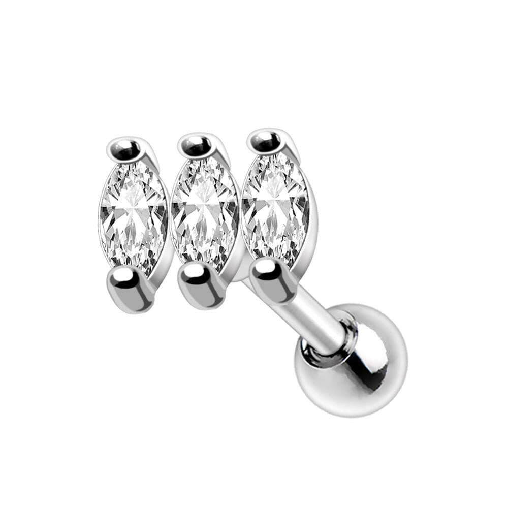 Stainless Steel Mini Triple Marquise Cut CZ Cartilage Earring Cartilage Earring Impulse Piercings