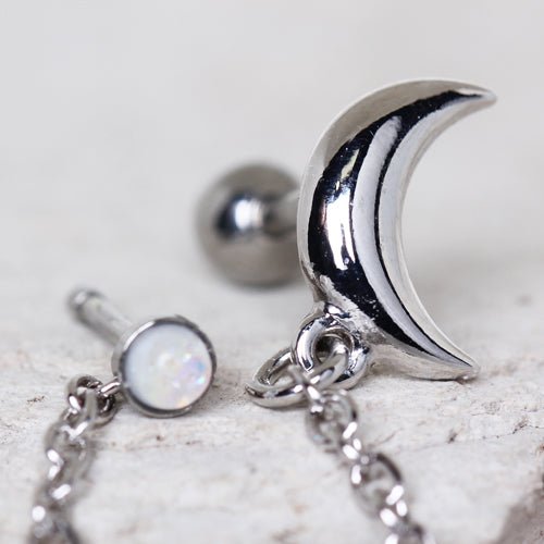 316L Stainless Steel Moon Chain Nose & Cartilage Earring - Skin Metals