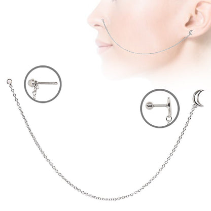316L Stainless Steel Moon Chain Nose & Cartilage Earring - Skin Metals