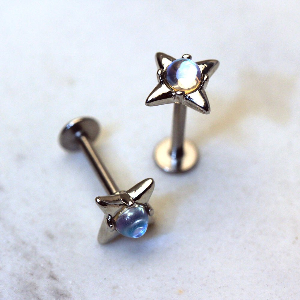 316L Stainless Steel Moonlight Stone North Star Labret Labret Skin Metals