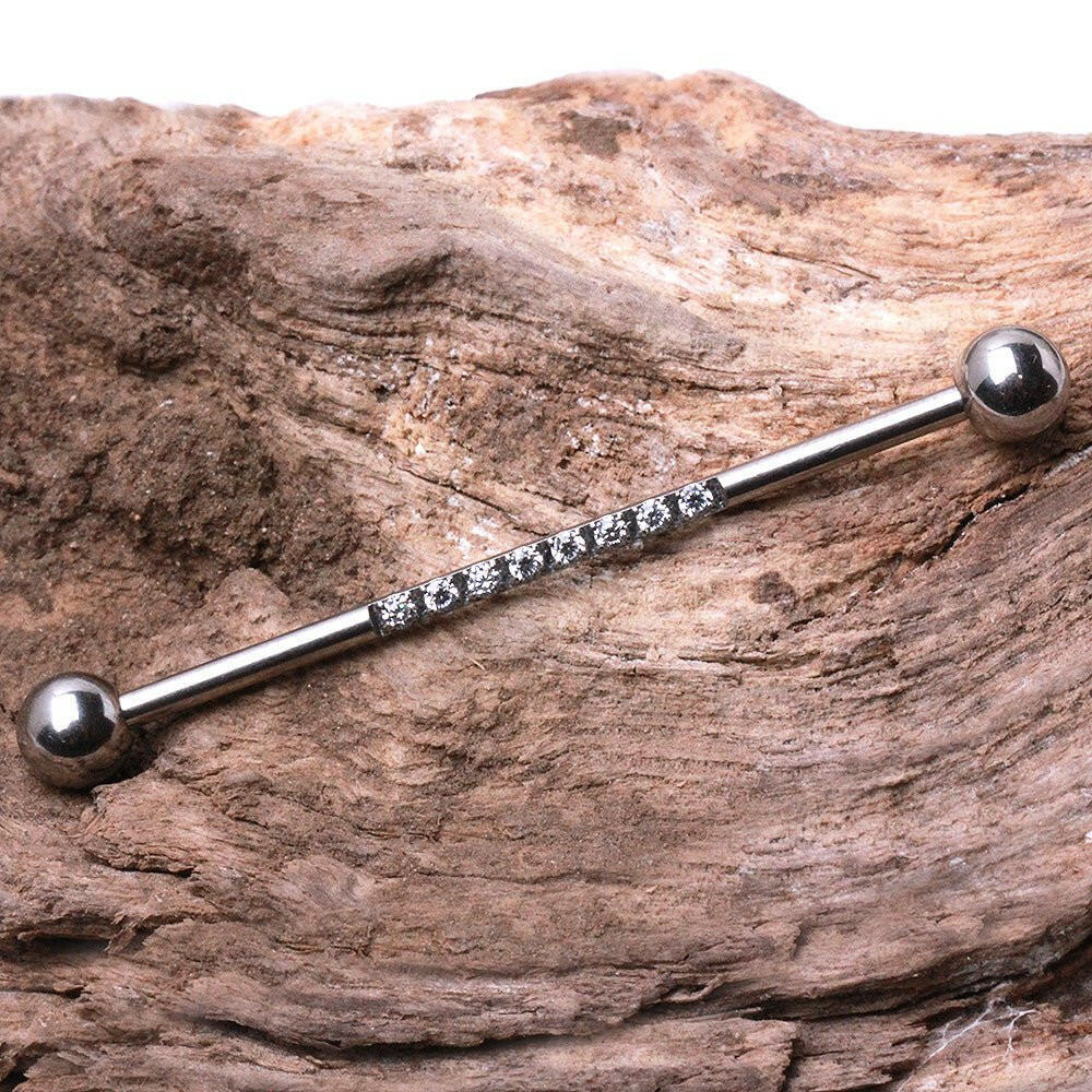 Stainless Steel Multi CZ Industrial Barbell Industrial Barbell Impulse Piercings