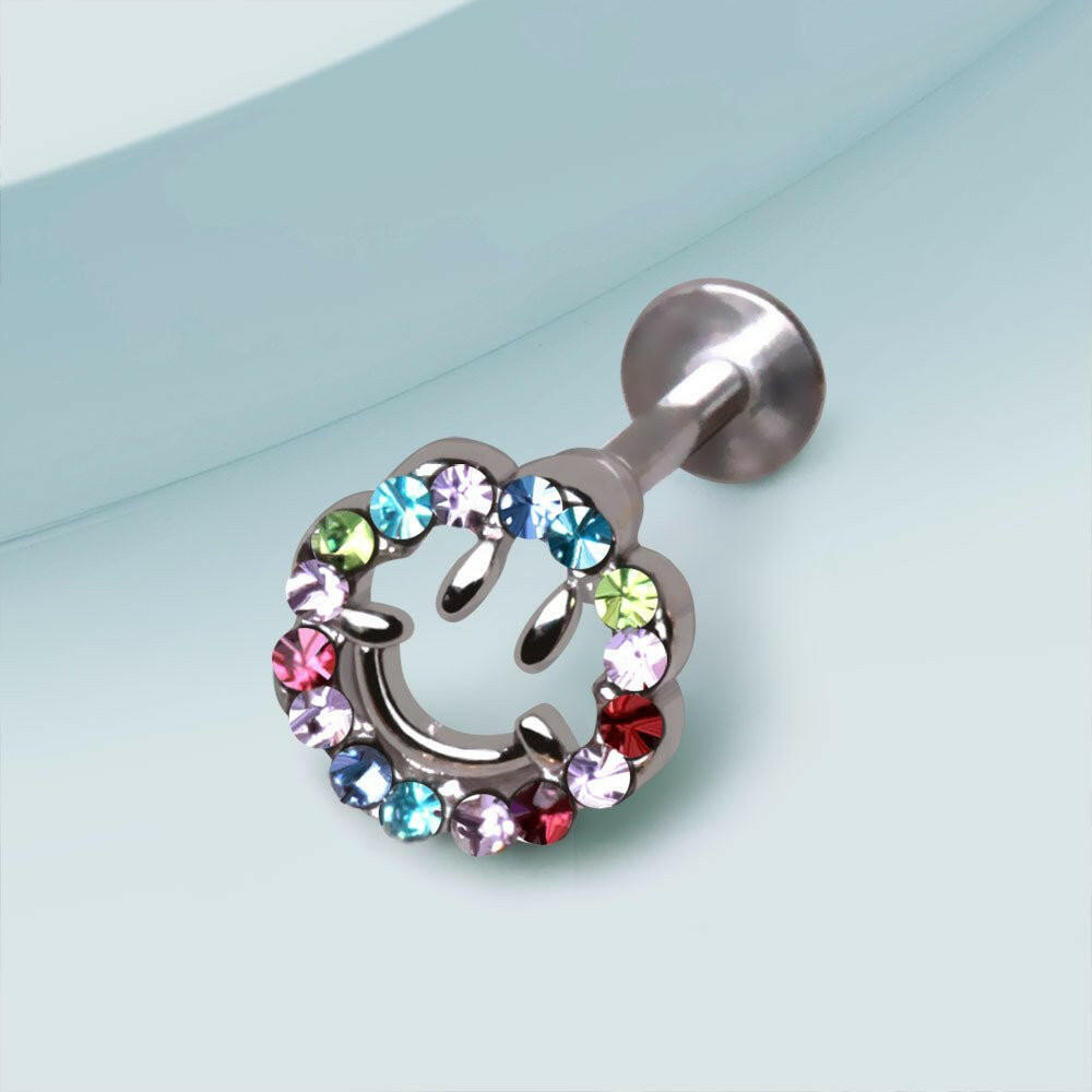 Stainless Steel Multicolored Smiley Face Labret Labret Impulse Piercings