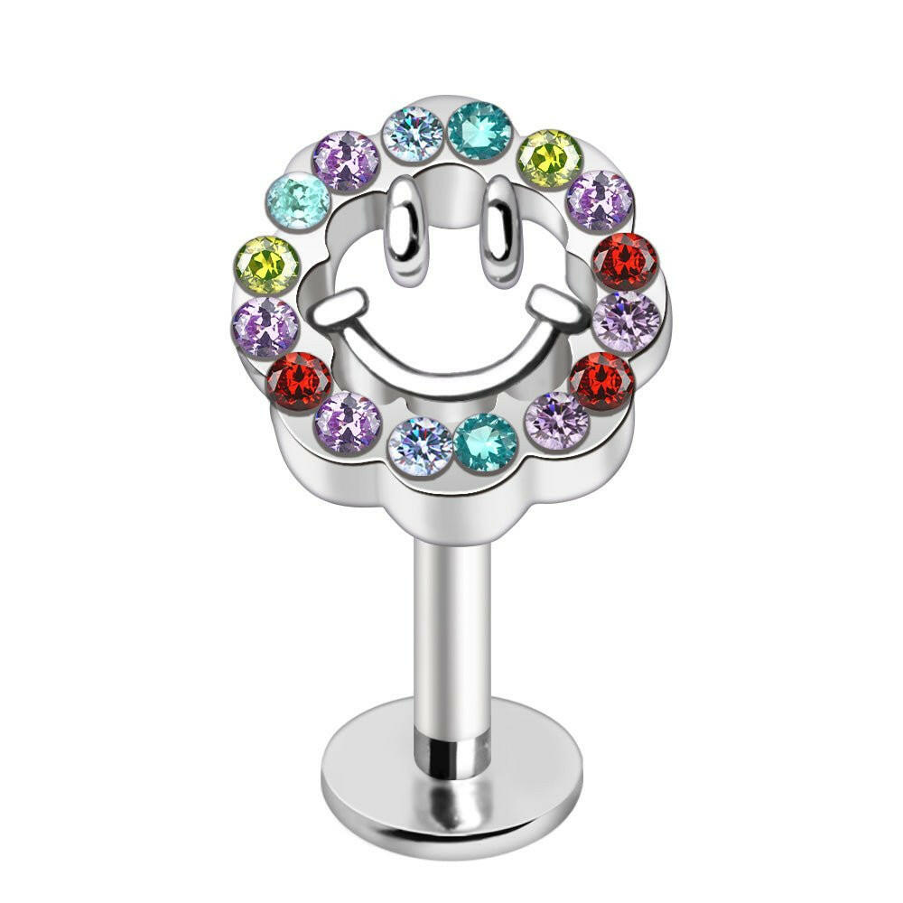 Stainless Steel Multicolored Smiley Face Labret Labret Impulse Piercings