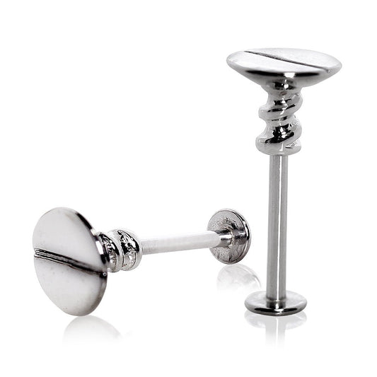 316L Stainless Steel Nail Screw Top Labret - Skin Metals