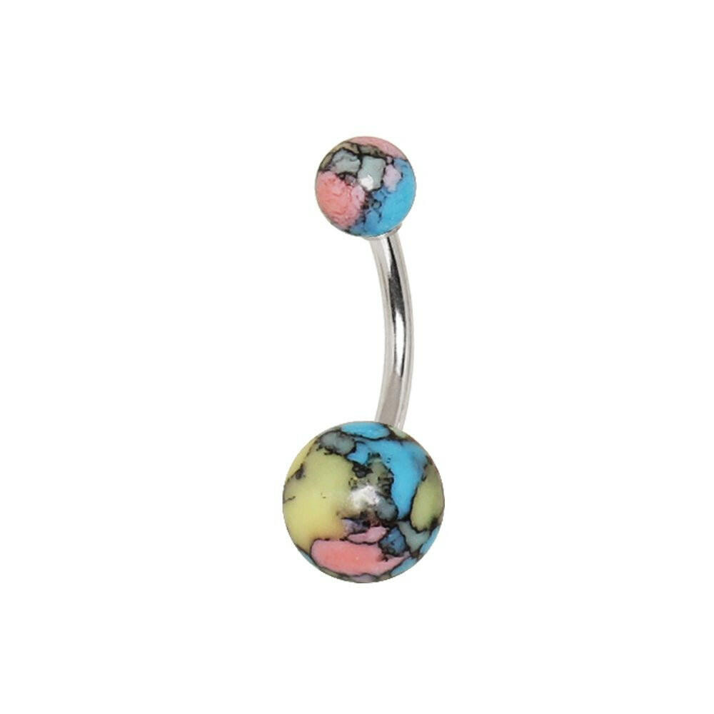 Stainless Steel Navel Ring with Synthetic Stone Navel Ring Impulse Piercings