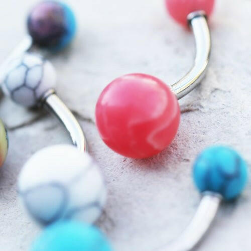 Stainless Steel Navel Ring with Synthetic Stone Navel Ring Impulse Piercings