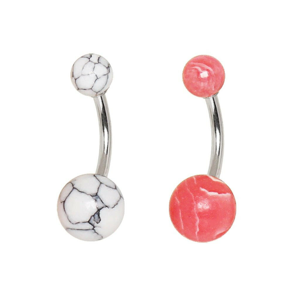 Stainless Steel Navel Ring with Synthetic Stone Navel Ring Impulse Piercings Howlite