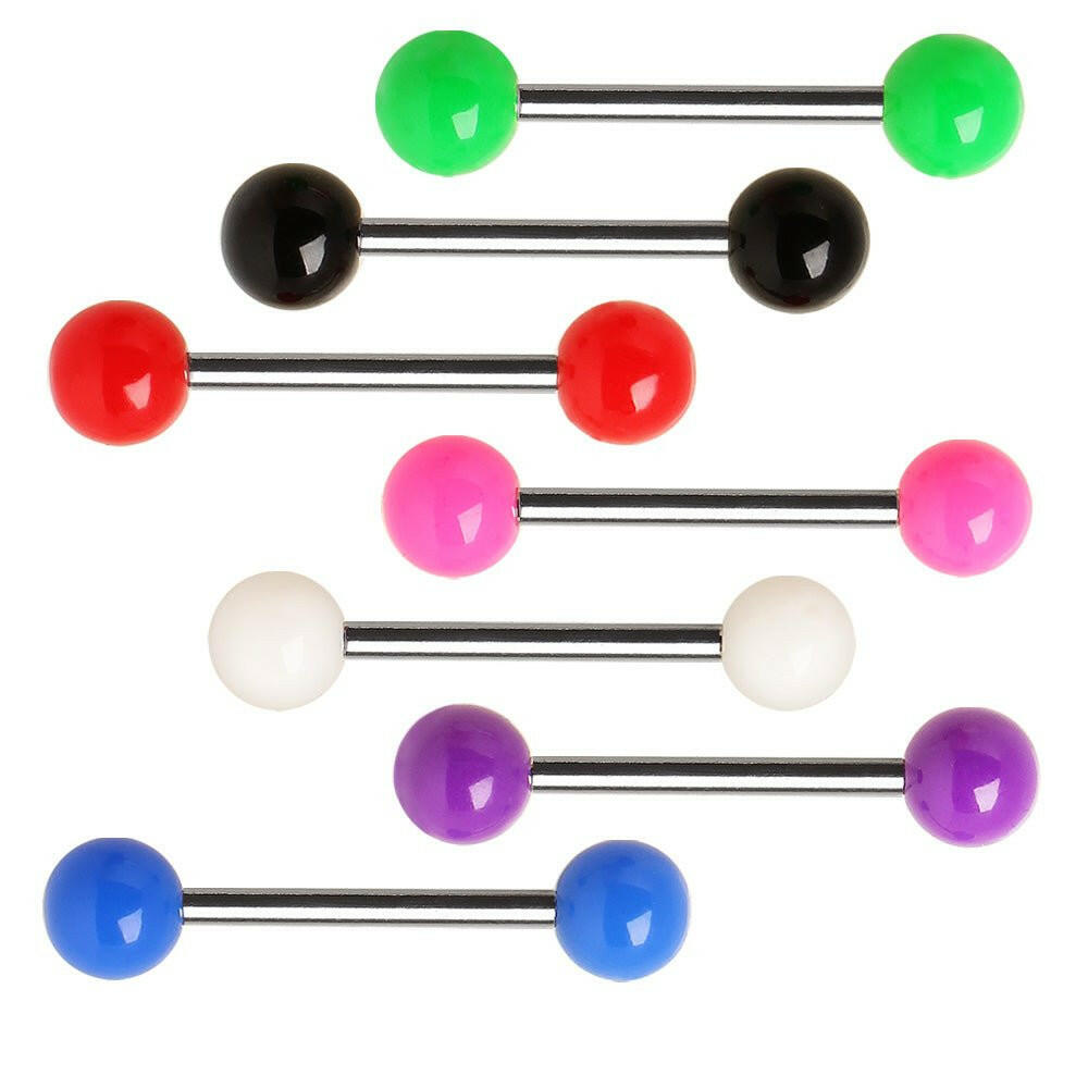 Stainless Steel Nipple Bar with Solid UV Balls Nipple Ring Impulse Piercings