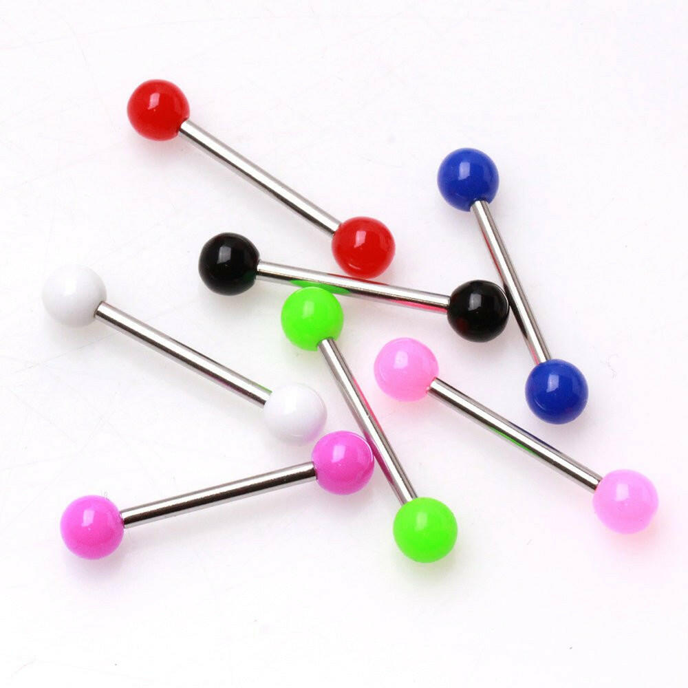 Stainless Steel Nipple Bar with Solid UV Balls Nipple Ring Impulse Piercings