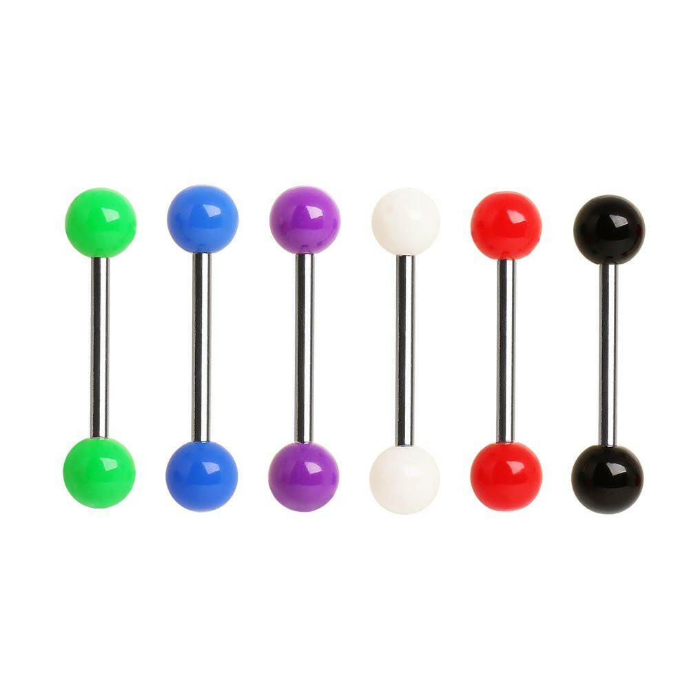 Stainless Steel Nipple Bar with Solid UV Balls Nipple Ring Impulse Piercings