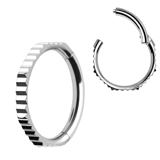 Octagonal Gear Design 316L Stainless Steel Hinged Clicker Ring Seamless Ring Impulse Piercings