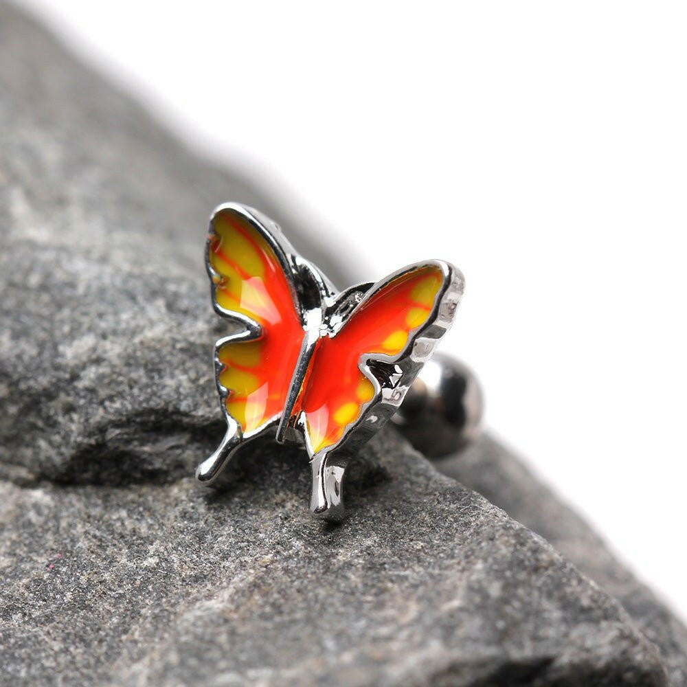 Stainless Steel Orange Butterfly Cartilage Earring Cartilage Earring Impulse Piercings