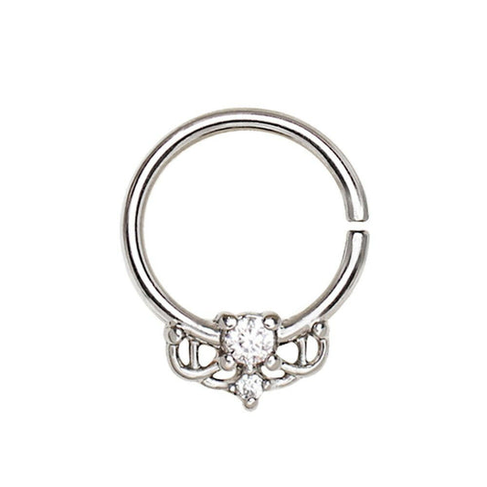 Stainless Steel Ornate Annealed Seamless Ring / Septum Ring Captive Bead Impulse Piercings