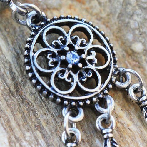 Stainless Steel Ornate Dream Catcher Dangle Navel Ring Navel Ring Impulse Piercings