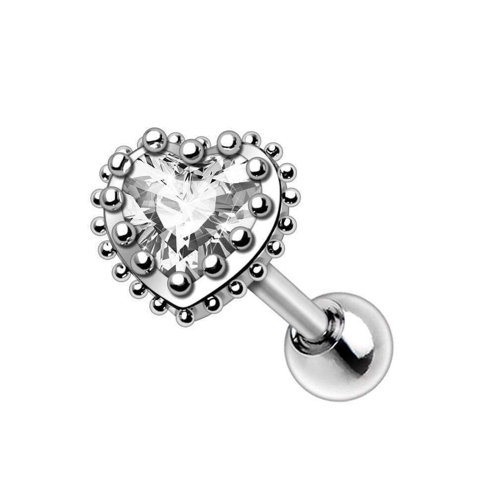 Stainless Steel Ornate Heart Cartilage Earring Cartilage Earring Impulse Piercings