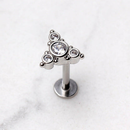 Stainless Steel Ornate Triangle Labret Labret Impulse Piercings