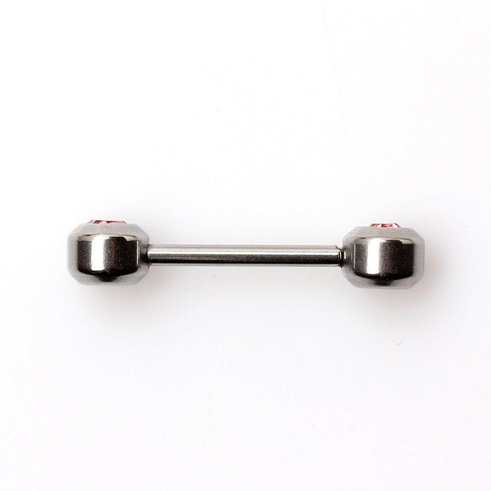 Stainless Steel Press Fit CZ Flat Cylinder Ball Nipple Bar Nipple Ring Impulse Piercings