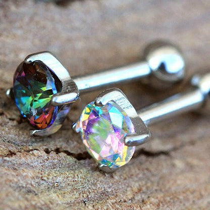 Stainless Steel Prong Set Iridescent Cubic Cartilage Earring Cartilage Impulse Piercings