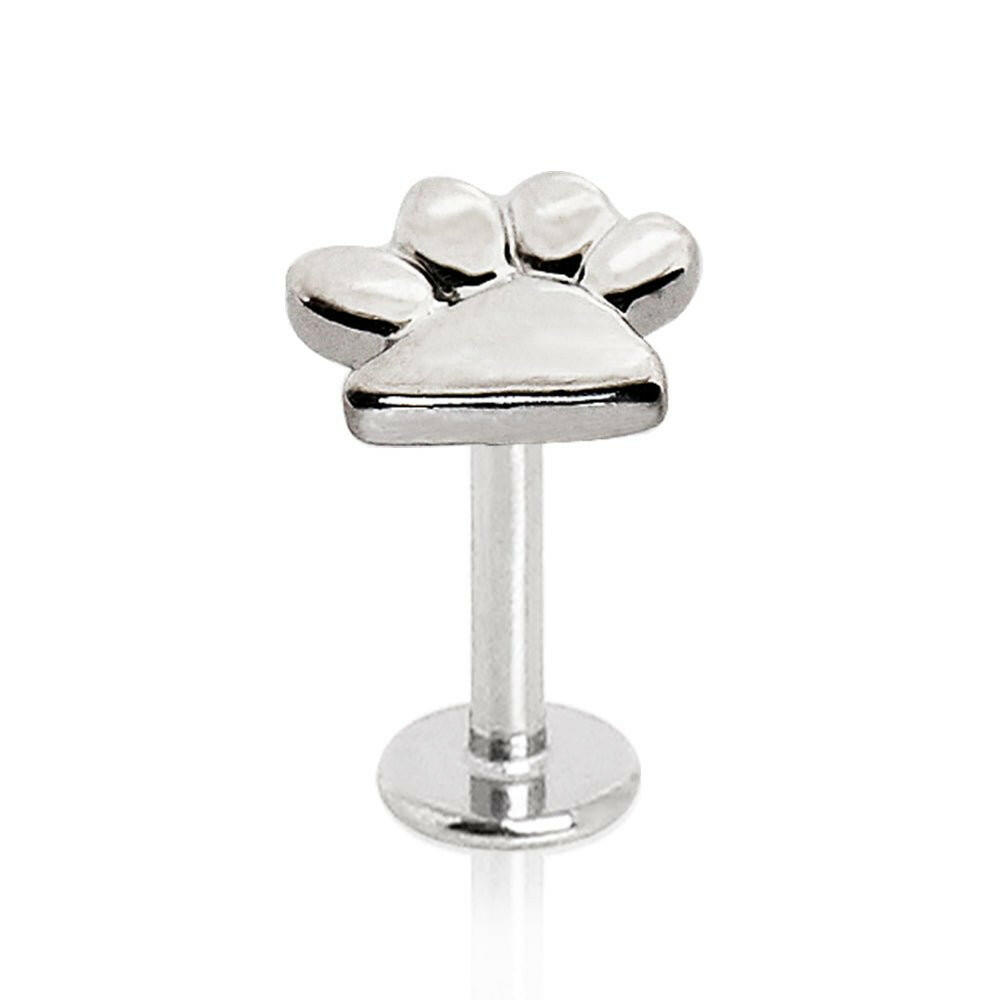 Stainless Steel Puppy Paw Print Labret Labret Impulse Piercings