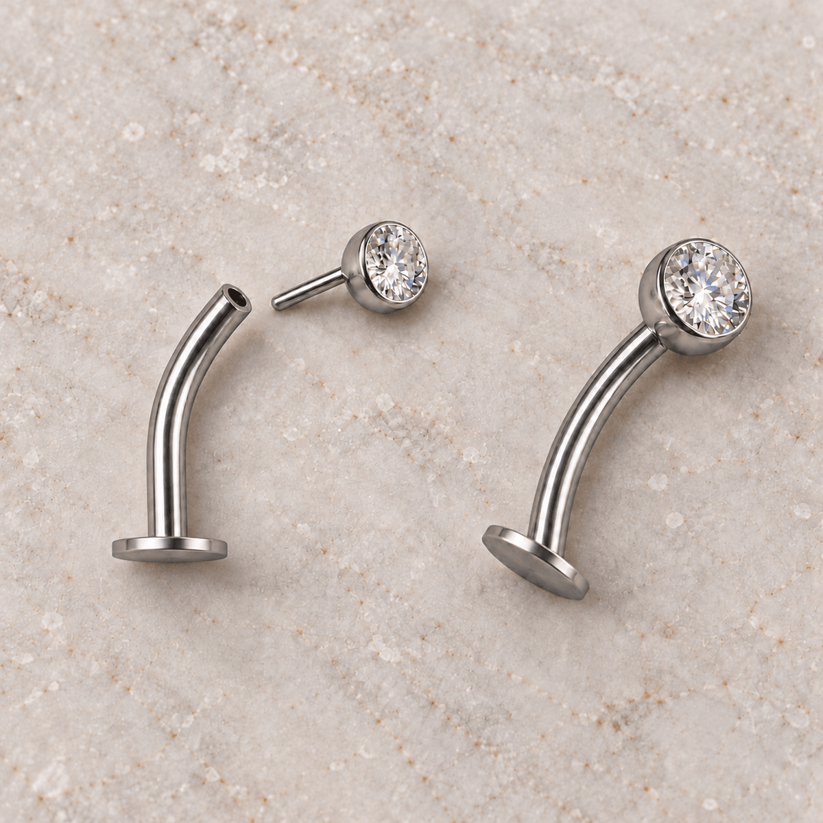 316L Stainless Steel Push-In Press Fit CZ Floating Navel Ring - Skin Metals