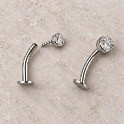 316L Stainless Steel Push-In Press Fit CZ Floating Navel Ring - Skin Metals
