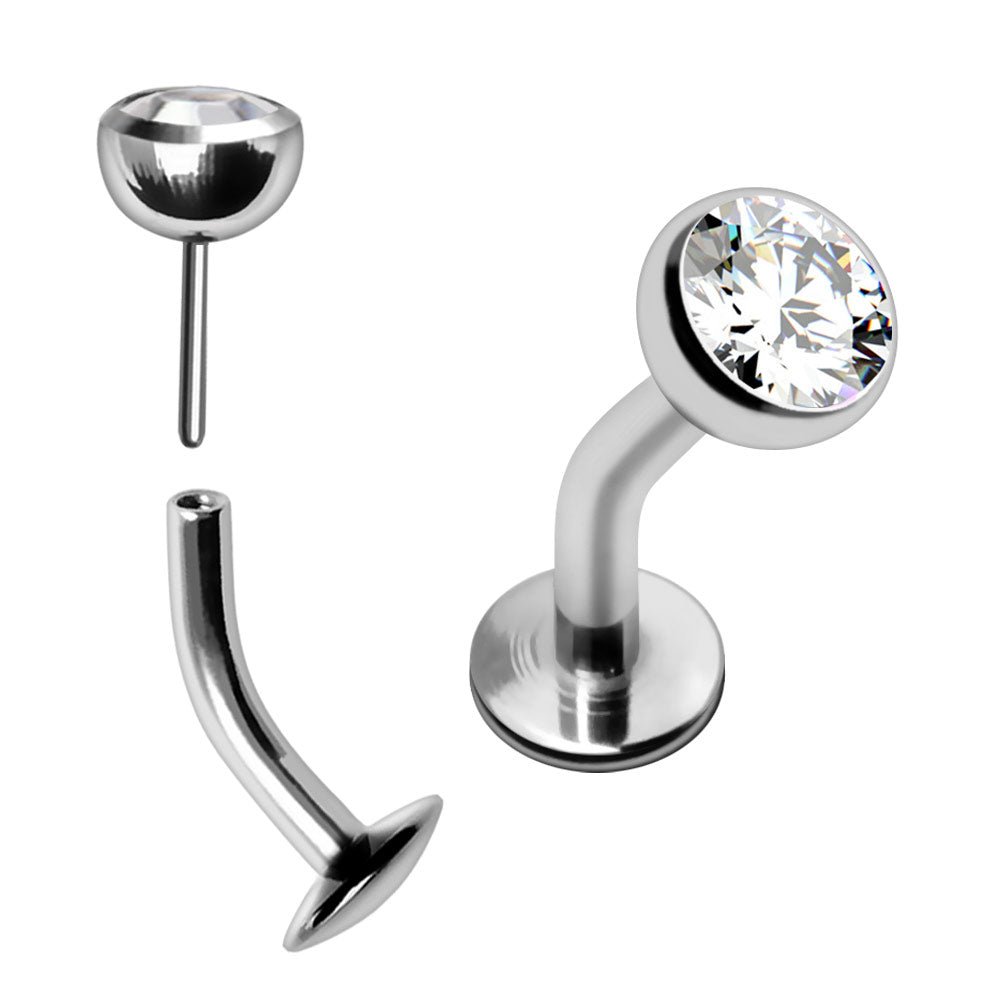 316L Stainless Steel Push-In Press Fit CZ Floating Navel Ring Navel Ring Skin Metals