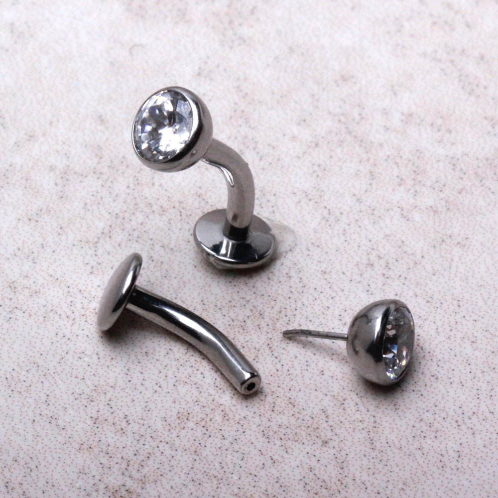 316L Stainless Steel Push-In Press Fit CZ Floating Navel Ring Navel Ring Skin Metals