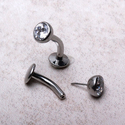 316L Stainless Steel Push-In Press Fit CZ Floating Navel Ring Navel Ring Skin Metals