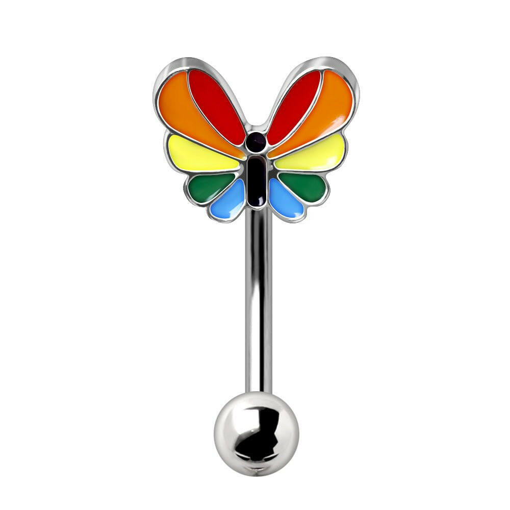 Stainless Steel Rainbow Butterfly Eyebrow Ring Eyebrow Ring Impulse Piercings