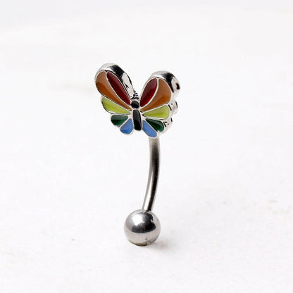 Stainless Steel Rainbow Butterfly Eyebrow Ring Eyebrow Ring Impulse Piercings